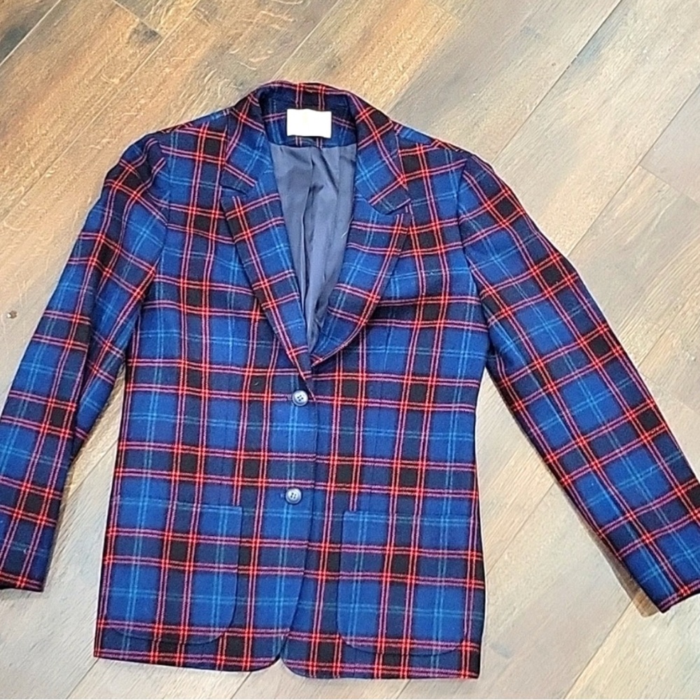 Pendleton Blue and Red Checkered Blazer